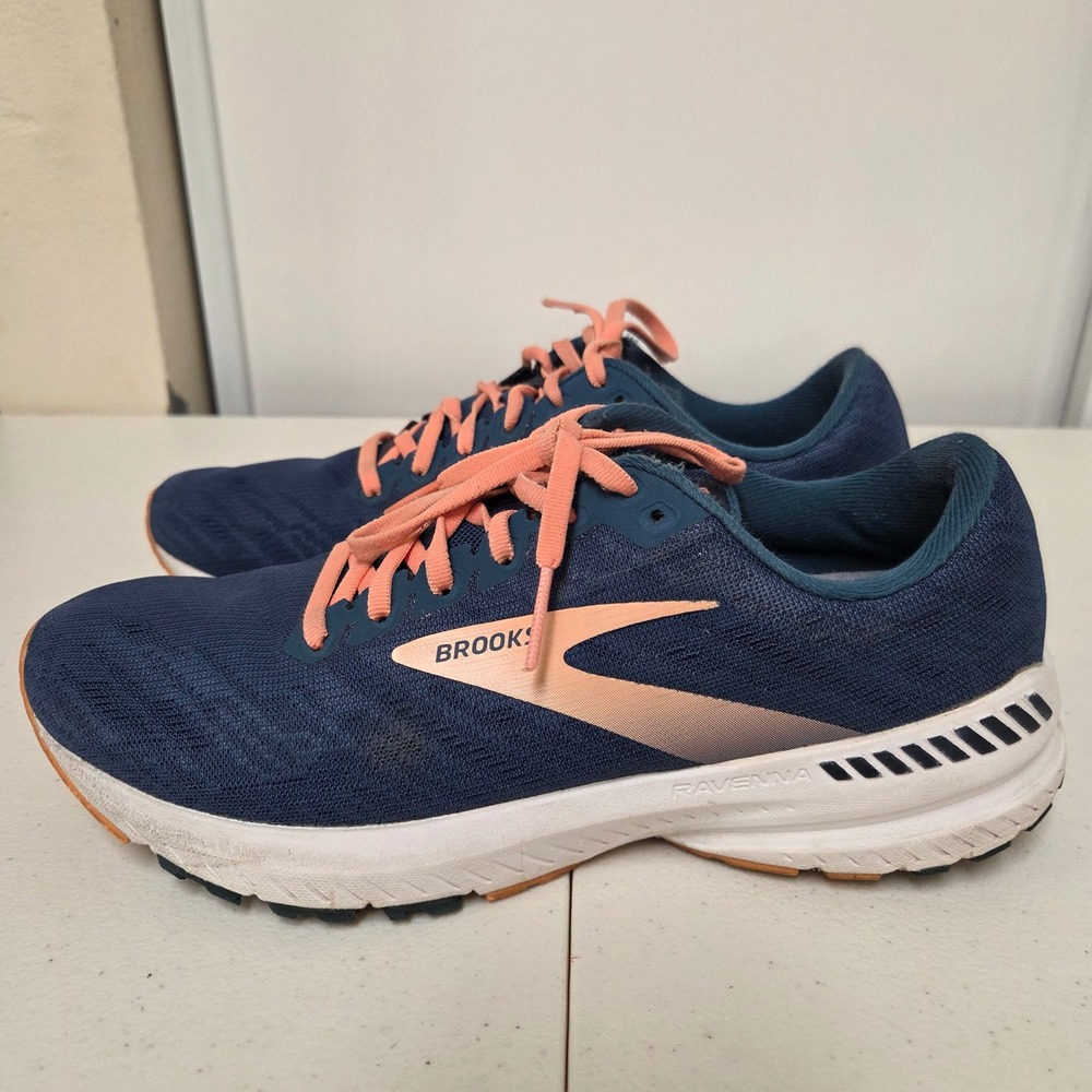 Brooks Ravenna 11 Womens Running Shoes Navy Blue Coral 1203181B480 Size 9.5
